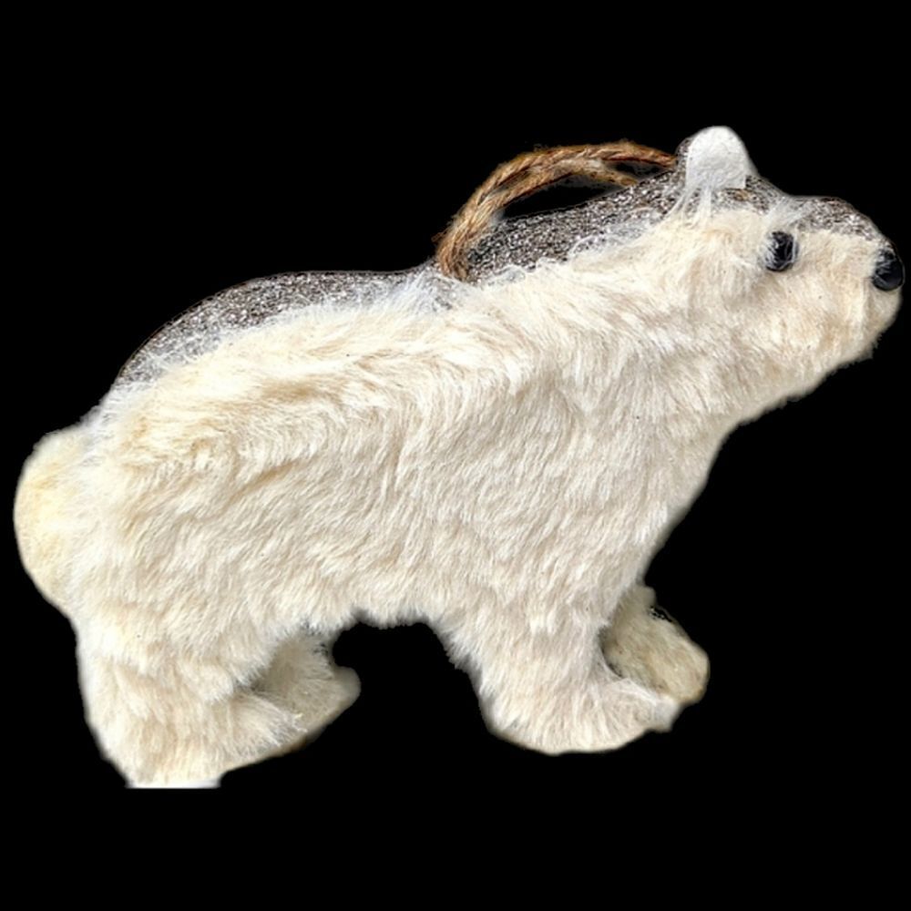 Pottery Barn Furry Glittery Polar Bear Ornament